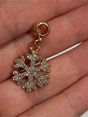 Gold Snowflake Pendant Charm with Clear Crystals